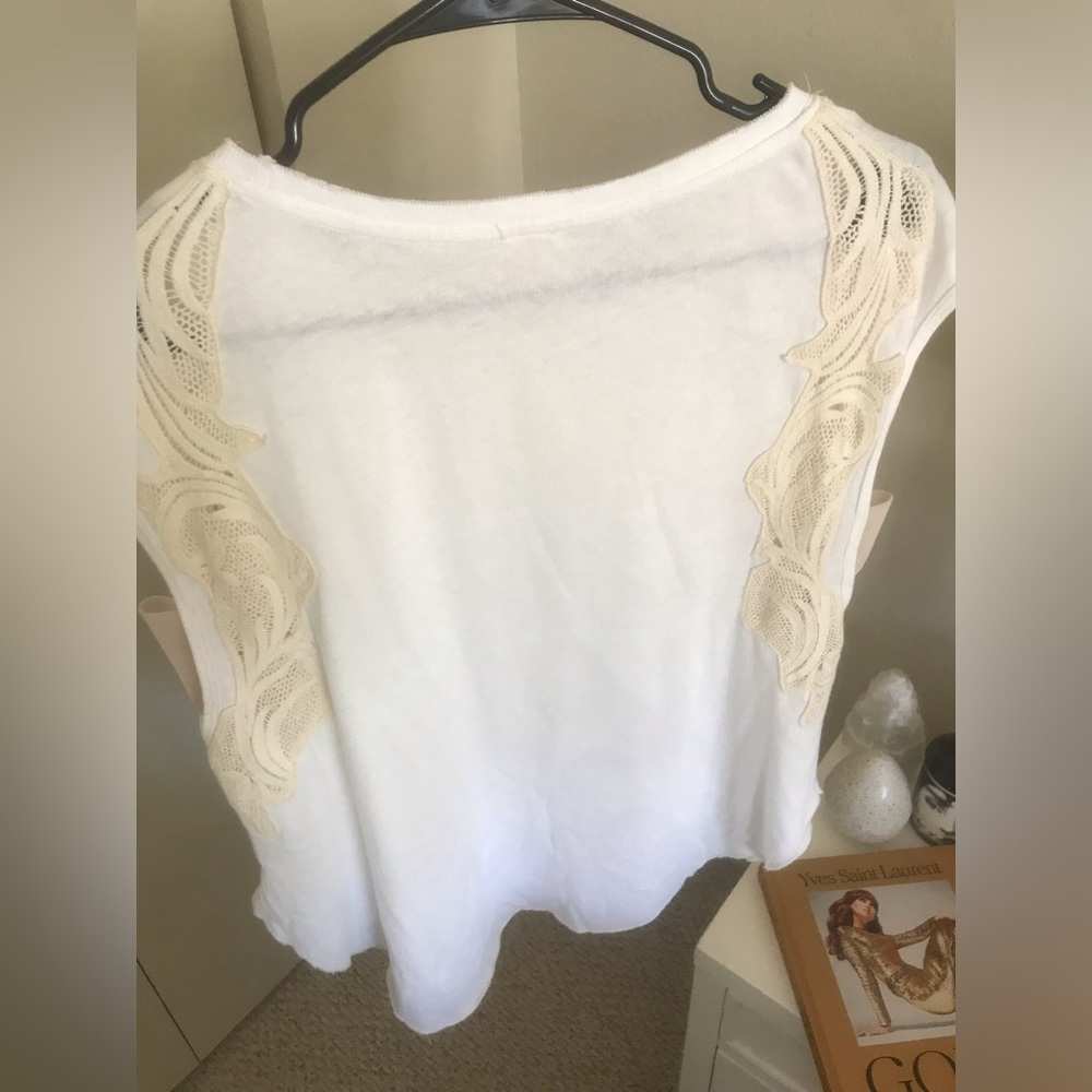 Tailored Free People Bonsai Cotton Crochet Muscle Tee white Medium - Picture 8 of 11